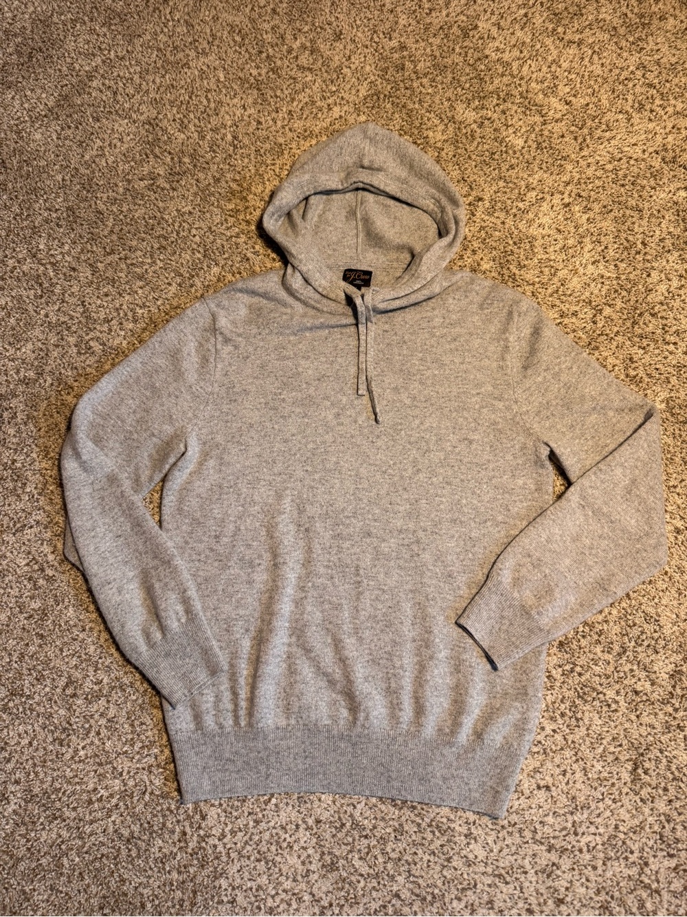 J. Crew Men's Gray Cashmere Hoodie Sweater - M